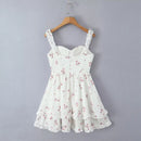 Summer Women Floral Mini Dress Hem Ruffle Holiday Dresses