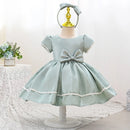 Baby girl princess dress short sleeved bow dance dress cute big butterfly headband
