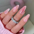 Design Press on False Nails Art Mid-length Almond Fake Nails Detachable Full Cover Nails Tips