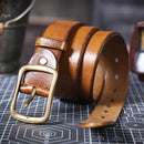 Genuine Leather Men Belt Brass Buckle Casual Pin Buckle Belt With Gift Box Thickened Italian
