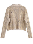 Personality Metal Knitted Pullover Women's Street Retro Female Sweater