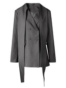 Blazer For Women Notched Collar Long Sleeve Patchwork Button Designer Coat Female