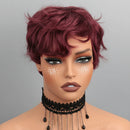 Short Pixie Cut Wig Human Hair Lace Front Wig for Women Textured Layered Side Bang Natural Hairline