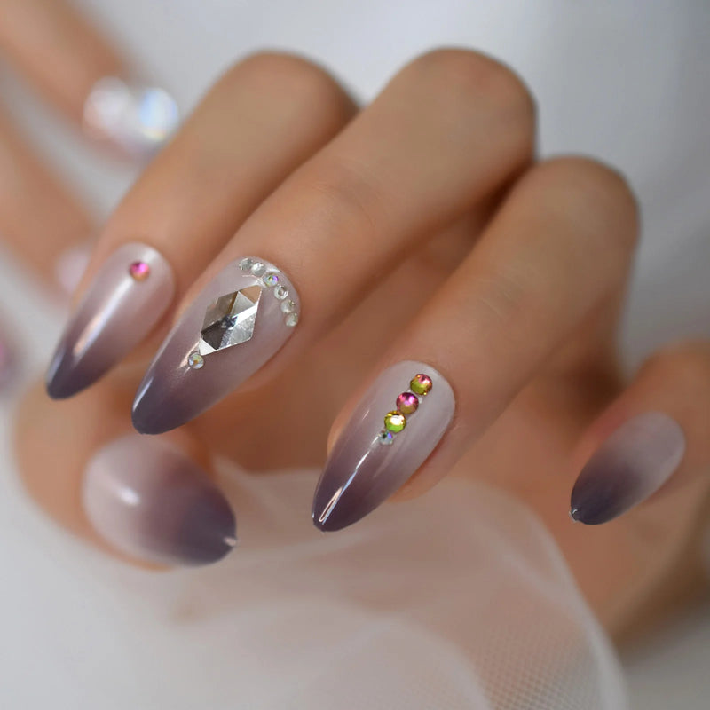 Luxury Press On Nails Pearl Wings Bling False Almond Fake Nails Set Unique Designs For Women Girls
