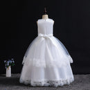 Bridesmaid Flower Girl Dress For Wedding Party Elegant Kids Bow Long Gown