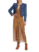 Weaving Jacket for Women Spliced Pocket Shoulder Design Denim Coat Female