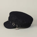 Retro Flat Top Military Hat For Ladies Stiff Denim Peaked Cap Sweet Hot Girl Sun Hat