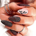 Round Head Press on Nails Green Almond Glitter Design False Nails Wearable Fake Nails Sets