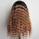 Curly hair wig with brown and black color gradient on a white background, Obroi