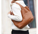 Women's Genuine Leather Tote Bag Capacity Soft Shoulder Crossbody Bag Casual Handbag