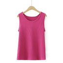 Women Spring Summer Waffle O-Neck Sleeveless Bottoming Vest Oversize Curve Clothes