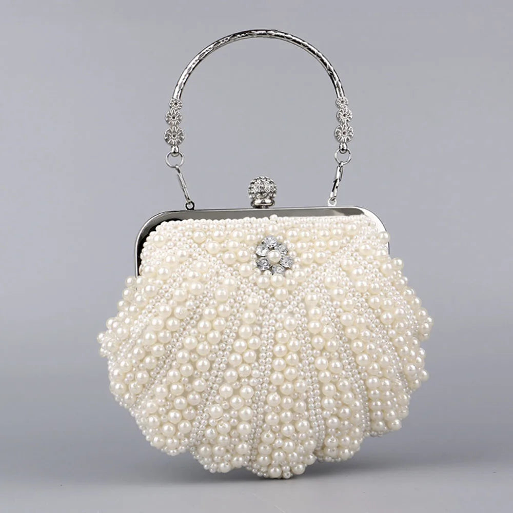 Shell Pearl Bride Dress Bag Elegant Women Evening Bag Ladies Clutch Pu