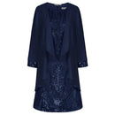 Evening Dresses Women 2pcs Set Outfits Sleeveless Crew Neck Sequined Dress