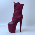 Boots Peep Toe Pattern Stage Show Boots Platform Zipper Pole Dance Elegant Short Bootie
