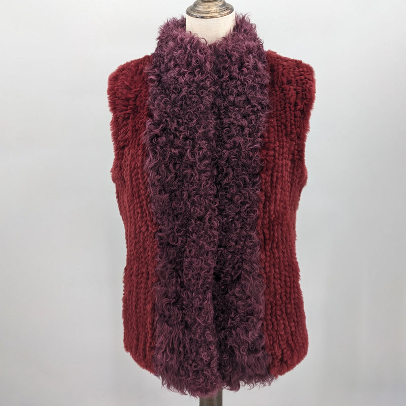 Fur vest with wool front and black warm