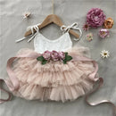 Toddler Baby Girls Birthday Dress for Kids Flowers Girls Wedding Costume Belt Headband 3pcs Outfit Set Child Princess Gown