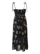 Summer Women French Style Floral Sling Chiffon Dress Female