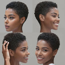 Kinky Curly Human Hair Wig Short Pixie Cut Wig Full Wig for Women