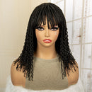 Mannequin head with a black braided wig on a neutral background, Obroi