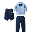 Children's formal outfit with blue shirt, vest, and pants on a white background, Obroi