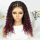 Knotless Box Braided Wigs with Curly Ends Lace Boho Braided Lace Wigs Lace Frontal Braids Wig for Women