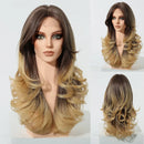 Blonde Wigs Long Wavy Wig with Lace Hairline for Women Party Fiber Soft Hair