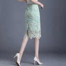 Skirt Women Elegant Pencil Skirts Prairie Chic Mesh Embroidery Lace Skirt