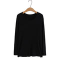 Autumn T-Shirt Women Clothing High Stretch Slim Fit Cotton Tops Basics O-Neck Long Sleeve Solid Tees
