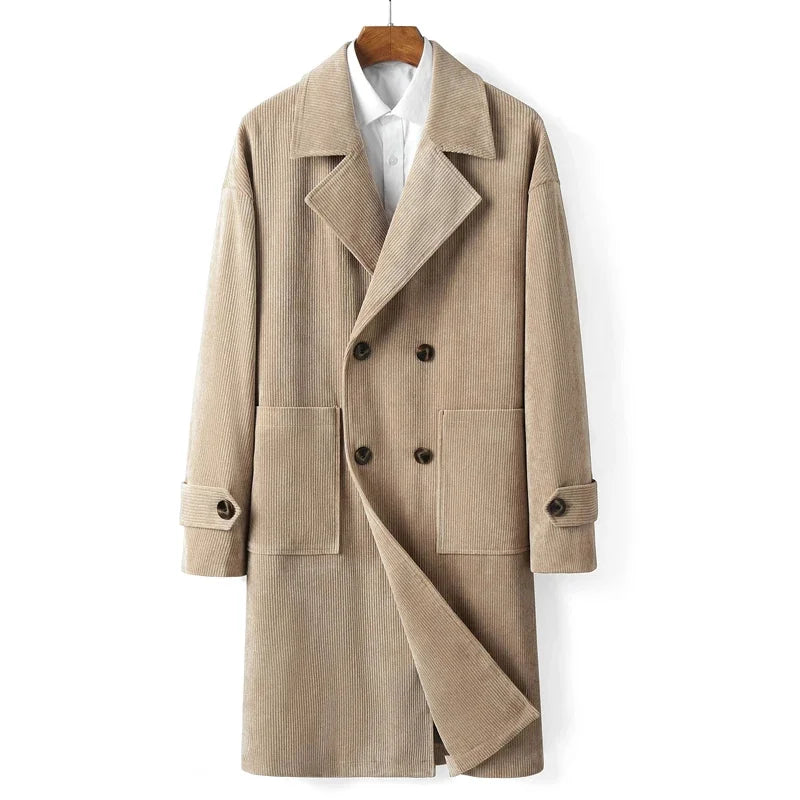 Trench Coat Men's Clothing Spring Autumn Double Breasted Slim Mid Long Coats for Men Casual Jackets