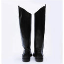Pair of black knee-high boots on a white background, Obroi