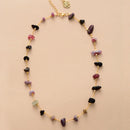 Simple Women Tourmaline Gold Plated Chain Lariat Chokers Necklace Designer Healing Crystal Beads Jewelry
