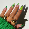 Simple French Waves Wearable Nail Art Glossy Long Stiletto Finished False Nails Press on Nails