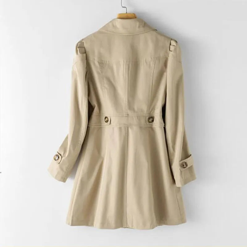 Spring Autumn Trench Coat Woman Single-breasted Mid-Long Women Trench Coat Overcoat Windbreaker Female