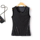 Sequined Slim Top Women Autumn Sleeveless Velvet Stretch Clothing