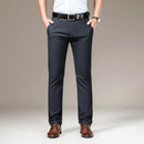 Spring and Summer Fitted Straight Mens Thin Plaid Pants Office Business Casual Clothing High Waist Lightweight  Trousers