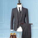 Blazer Vest Trousers Business Elegant Gentleman Plaid Slim Casual Formal Suit 3-piece