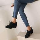 Women Pumps Round Toe Block Heels Flock Suede Office Lady Casual Female Shoes