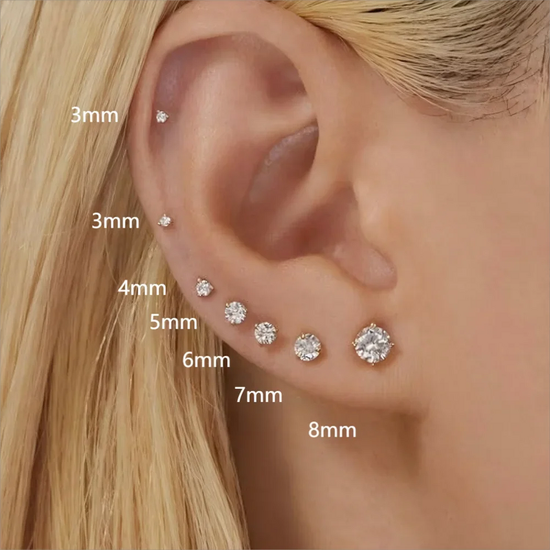 Minimalist Tiny Stainless Steel Flatback Stud Earrings for Women Men Cartilage Tragus 0.8mm Piercings Jewelry