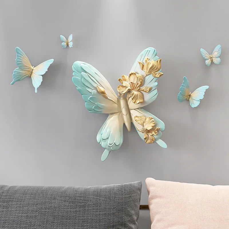 Resin Butterfly Statue Nordic Home Decor Living Room Wall Decor Animal Figurine Indoor Modern Art Dining Room Wall Decoration