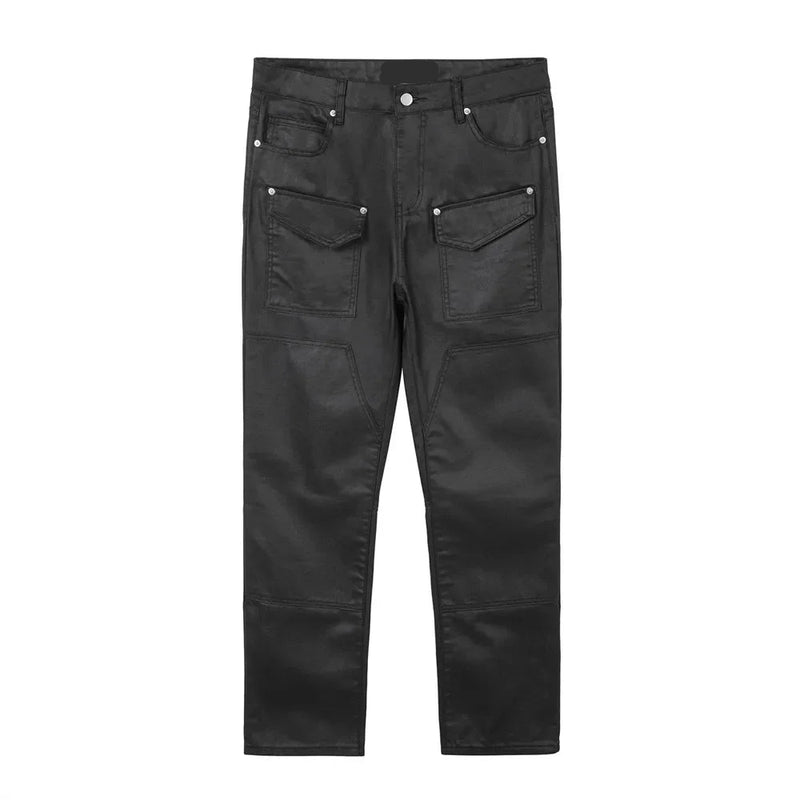 Motorcycle Jeans Men High Spliced Loose Denim Pencil Pants Men Trousers
