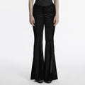 Women Gothic Gradient Slim fit Flared Pants Front Crotch Pleat Design Trousers