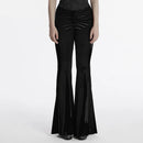 Women Gothic Gradient Slim fit Flared Pants Front Crotch Pleat Design Trousers