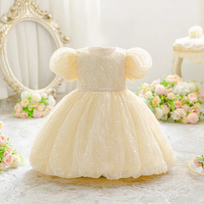 Dress For Kids Girls Champagne Sequined Children's Party Wedding Prom