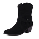 Women Ankle Boots Round Toe Heels Booty