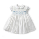 Embroidered White Dress for Baby Floral Hand Made Smocking Dresses Vintage Spanish Girls Toddler Frock