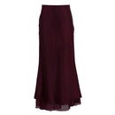 Elegant Satin Skirts For Women Mesh Double-layer Splicing Lady Solid Bodycon Skirt