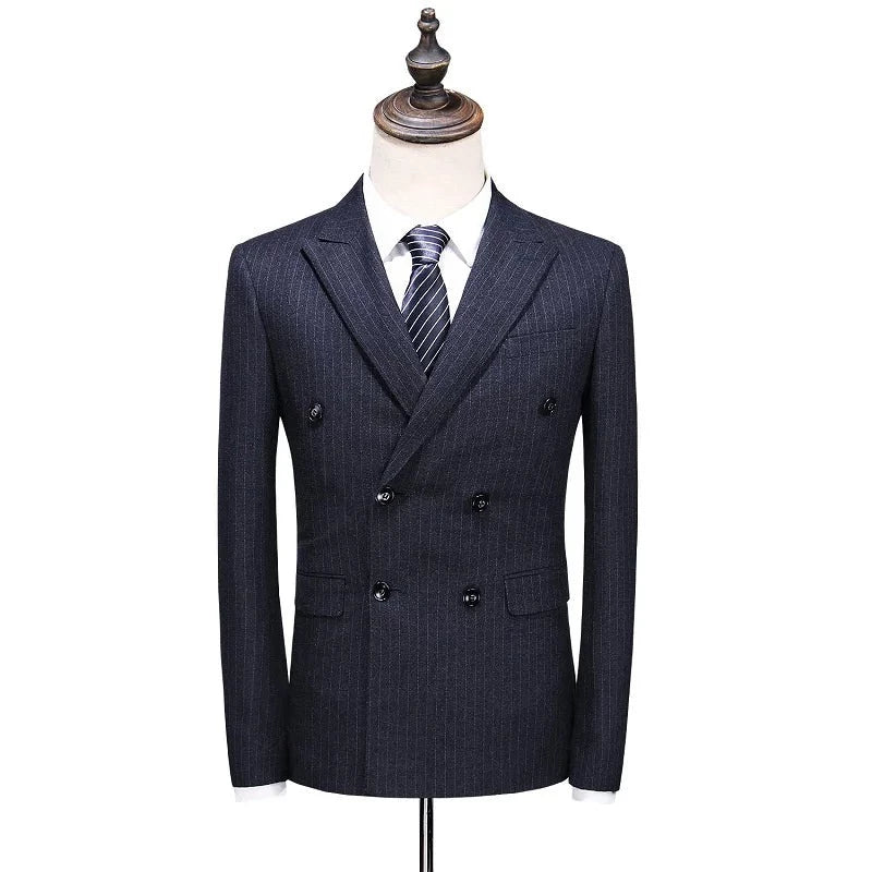 Wool Suit Double-breasted Men Slim Fit Business Formal Suits for Wedding Tailor Made Suits