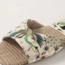 Women's Ethnic Linen Slippers Open Toe Flat Sole Breathable Lightweight Slipper
