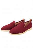 Autumn And Winter Premium Angora Red Wool Walk Loafers Handcrafted In Slip-On Men's Casual Shoes Flats