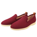 Autumn And Winter Premium Angora Red Wool Walk Loafers Handcrafted In Slip-On Men's Casual Shoes Flats